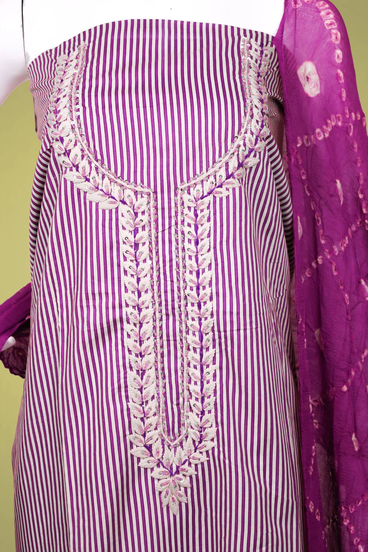 UNSTITCHED SALWAR MATERIAL PINK A6404