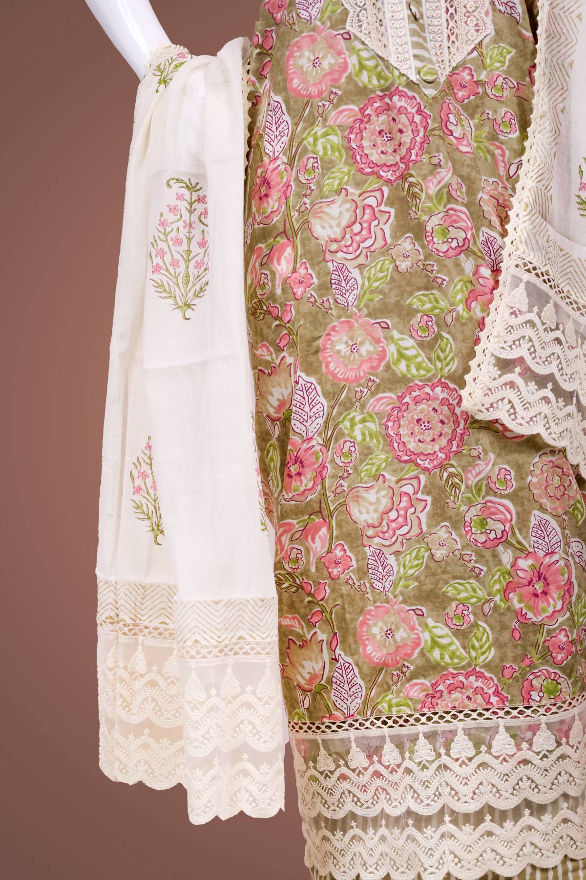 UNSTITCHED SALWAR MATERIAL GREEN A6436