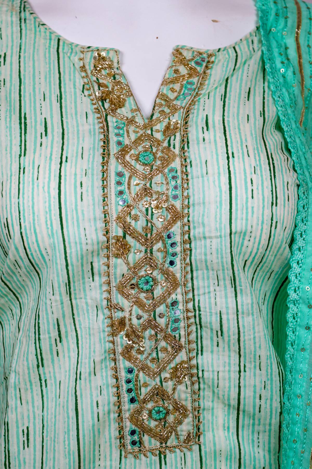 UNSTITCHED SALWAR MATERIAL GREEN A2569