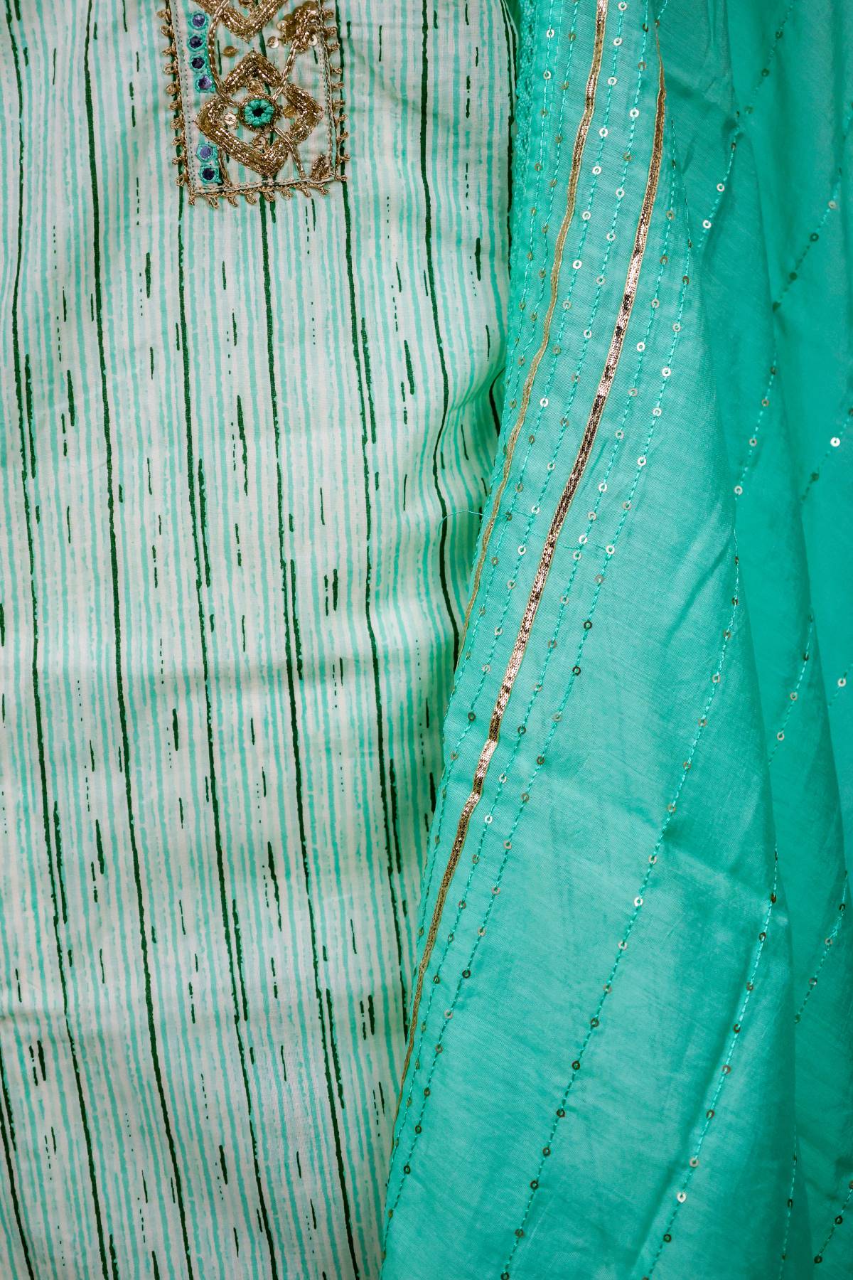 UNSTITCHED SALWAR MATERIAL GREEN A2569