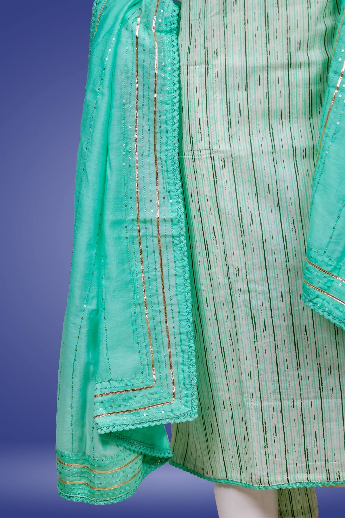 UNSTITCHED SALWAR MATERIAL GREEN A2569