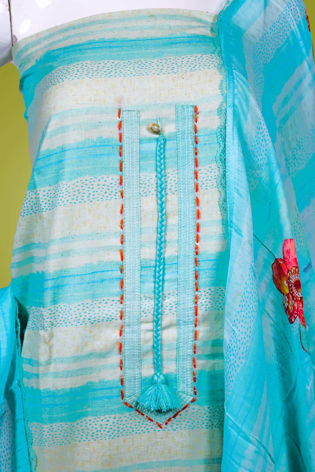 UNSTITCHED SALWAR MATERIAL BLUE A5855