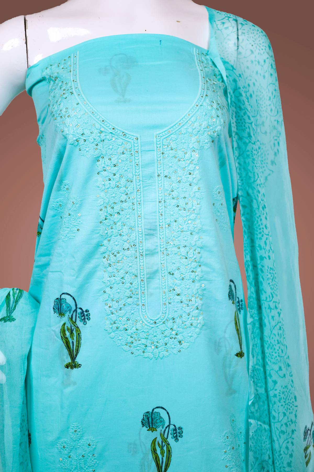 UNSTITCHED SALWAR MATERIAL BLUE A3536