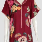 Women's maroon floral printed nighty
